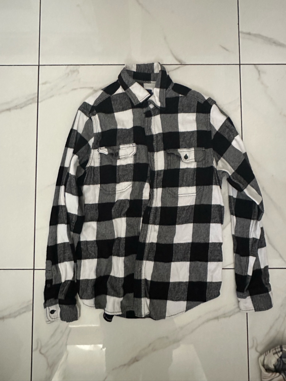 George Black and White Plaid Shirt M